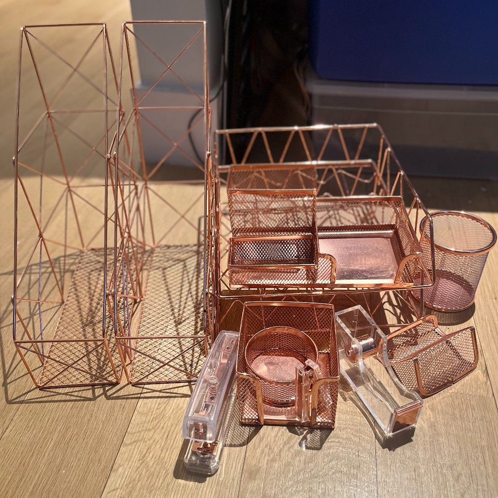 11 pc Rose Gold Office Set